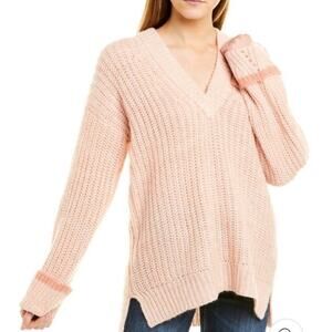JOIE Nebi Marled Alpaca Wool Blend Pink V-Neck Sweater // S